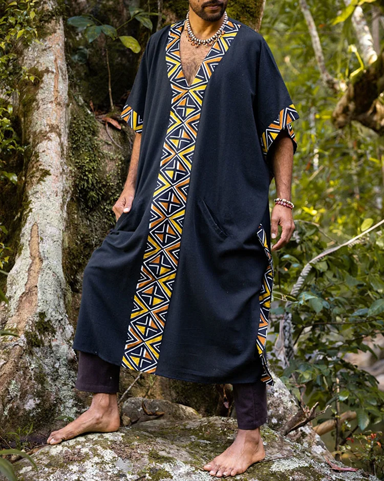 Men's Retro Tribal V-Neck Kaftan