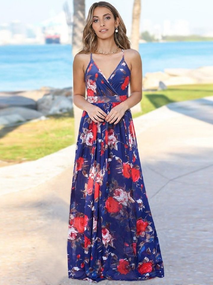 Flower Suspender Slim Dress | EGEMISS