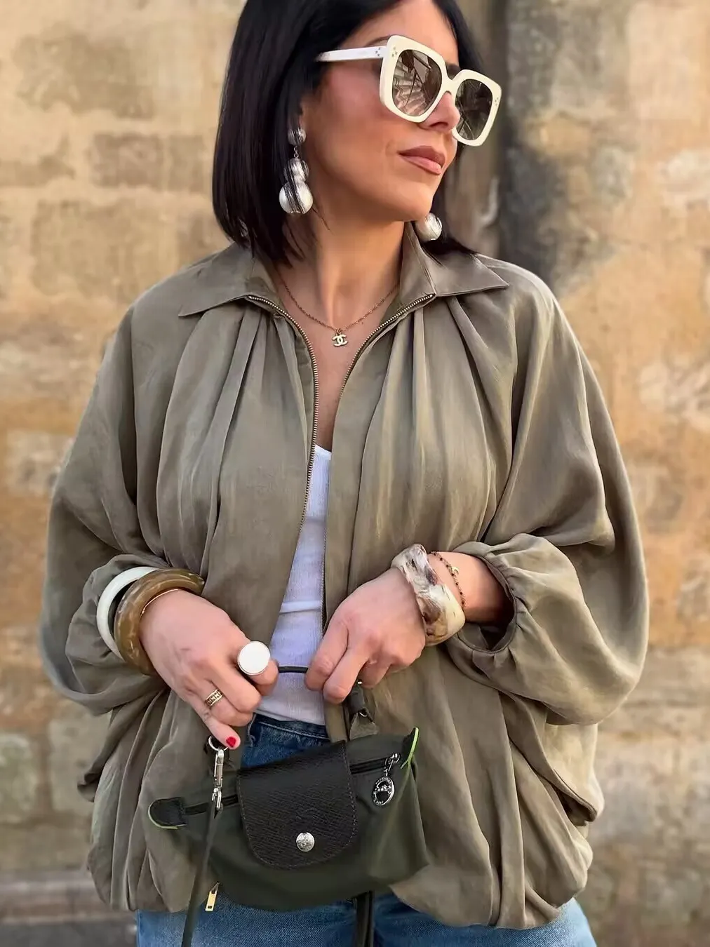 Nigikala Nigikala Women's Clothing 2025 Autumn Collar Long Sleeves Canopy Jacket Baseball Uniform Coat Women A15048