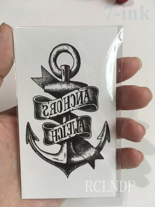 Waterproof Temporary Tattoo Sticker Marine Pirate Anchor Fake Tatto Flash Tatoo Tatouage Wrist Foot Hand Arm For Girl Women Men
