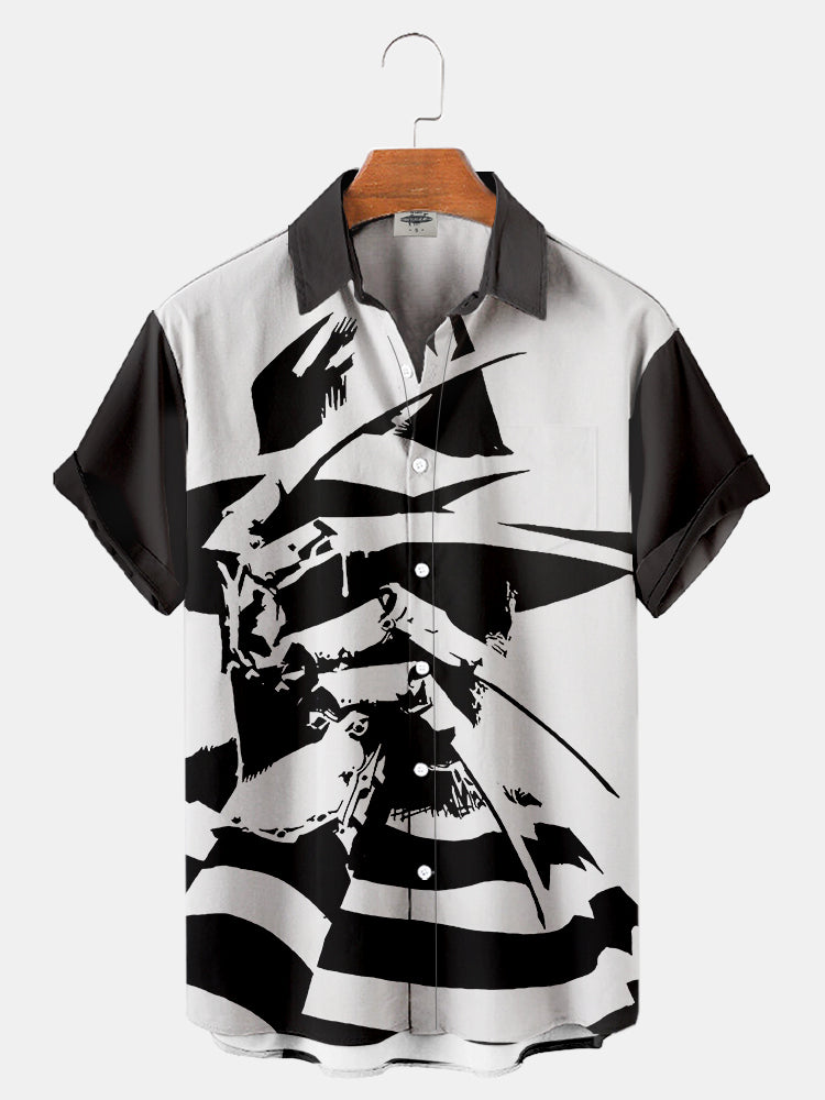 Men's Halloween Horror Characters Print Regular Sleeve Shirt PLUSCLOTHESMAN