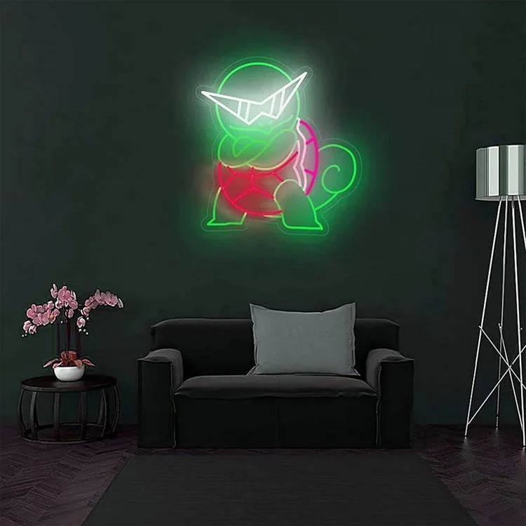 Anime Neon Sign Custom Pokemon Squirtle Neon Sign Indoor Wall Lights Event Party Decor Kids Room Decor Neon Game Room Toy Shop Light