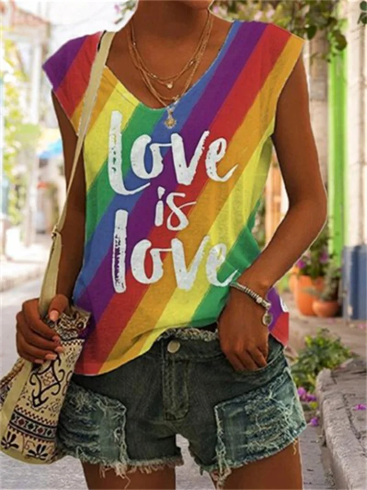 Rainbow Love Is Love Printed Tank Top