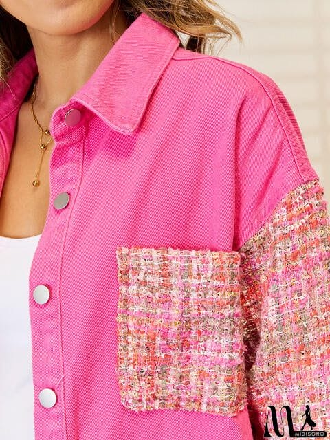 MidiSono - Raw Hem Drop Shoulder Denim Jacket