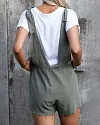 Denim Overalls Jumpers Elastic Waist Dungarees Pockets Rompers Shorts Jumpsuits