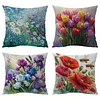(Multi-Style) Flower Cross Stitch Pillow Cover Kit 11CT Stamped 3 Strands 45x45cm tapestrymarket