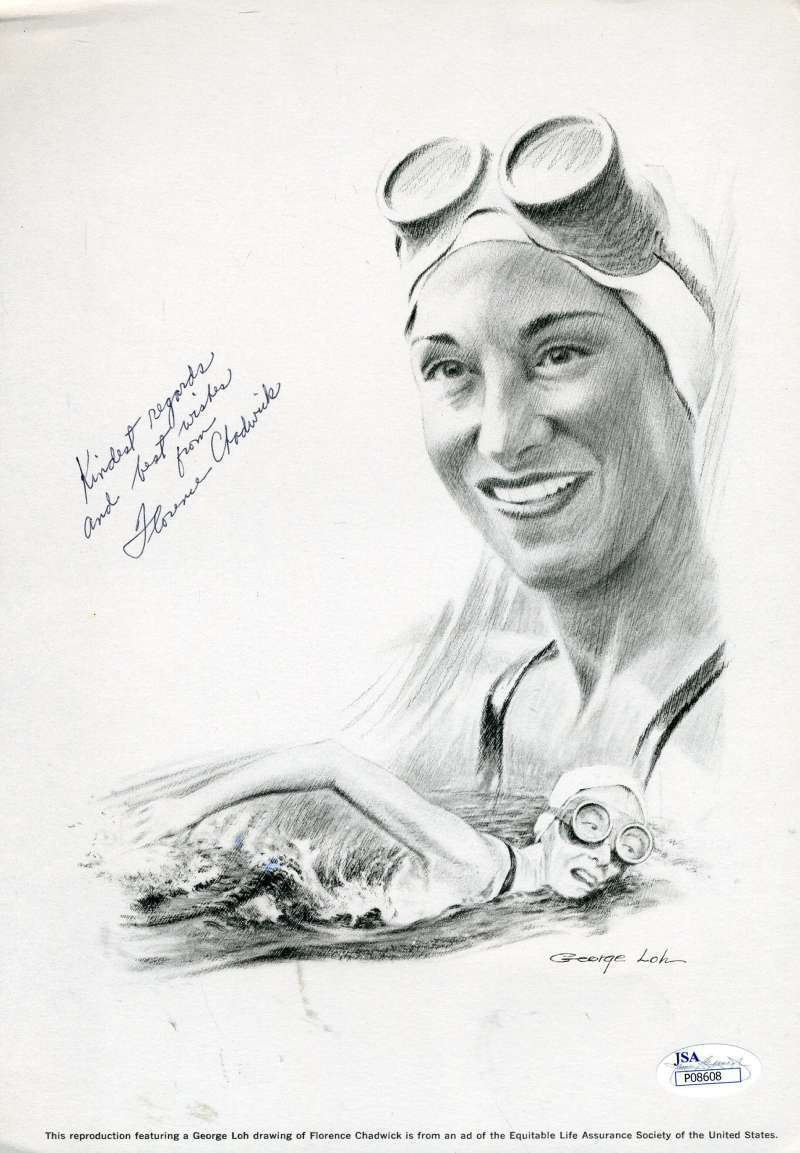 Florence Charwick Swimmer Jsa Signed 8x10 Photo Poster painting Authenticated Autograph