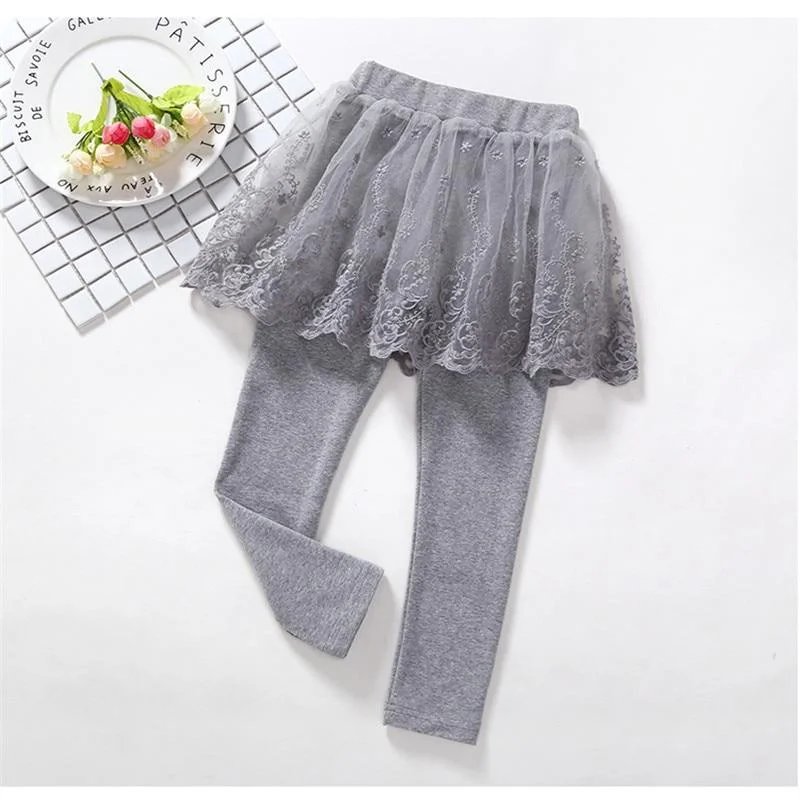 Baby Girls Leggings Kids Lace Princess Skirt Pants Spring Autumn Children Cotton Trousers 2-7 Years Girl Solid Color Leggings