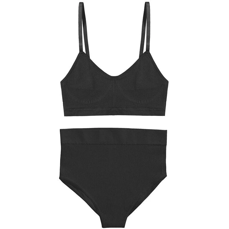 FINETOO Seamless Women Bra Panties Set Push Up Sports Tank Tops +Panty Sets Sexy Active Bra Lingerie Fitness Crop Top Underwear