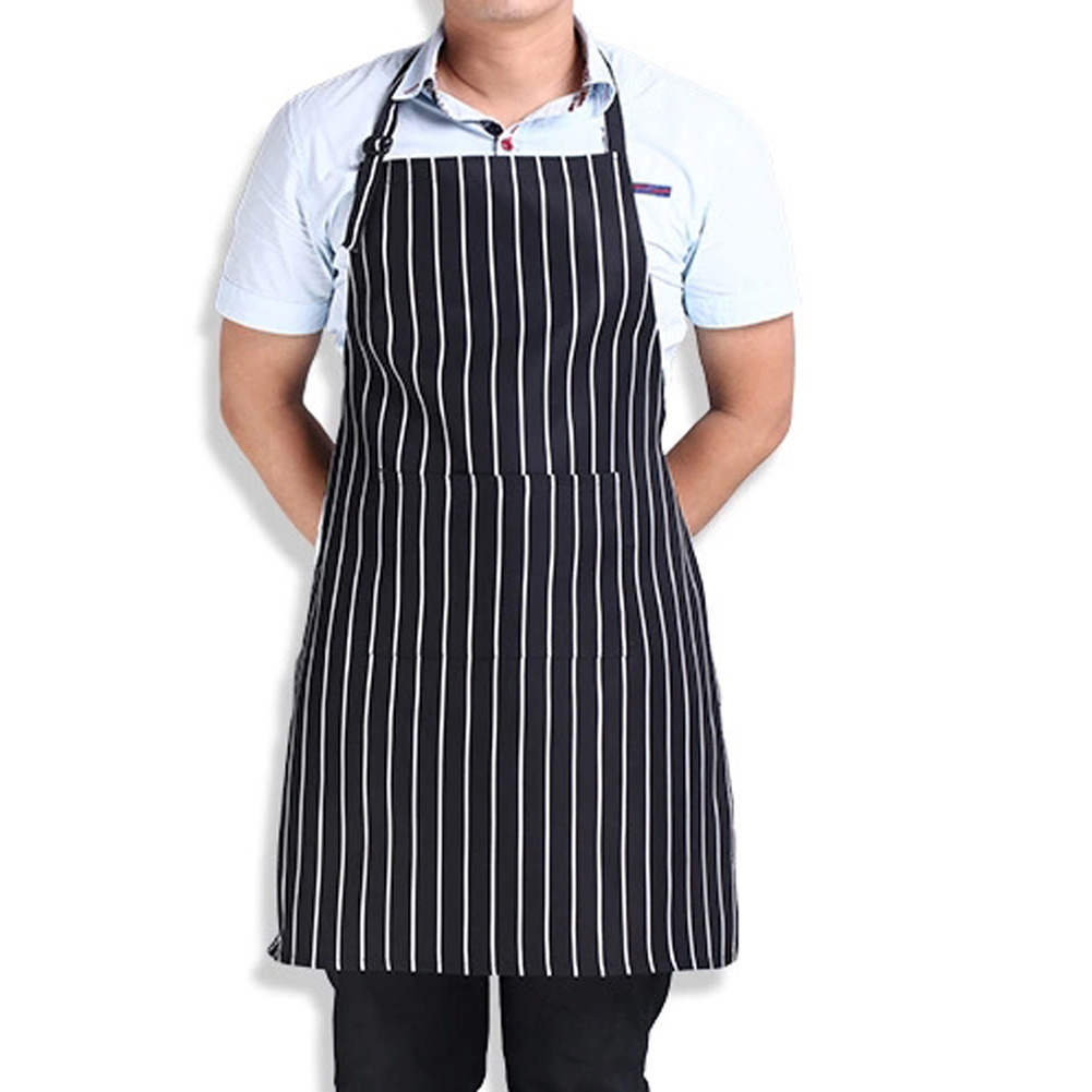 

Kitchen Accessories Cooking Plaid Stripe Half Polyester 1 Pockets Apron, 黑色条纹, 501 Original