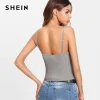 SHEIN Sexy Deep V Neck Lace Up Ribbed Cami Backless Crop Top Women Summer Night Out Spaghetti Strap Vests Slim Fit For Women