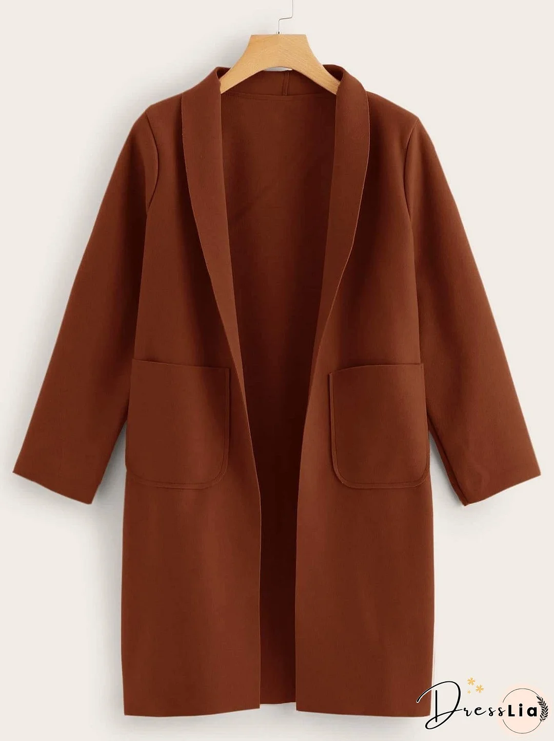Solid Shawl Collar Dual Pocket Coat for Women