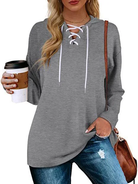 Women's V-neck Long Sleeved Sweatshirt Top