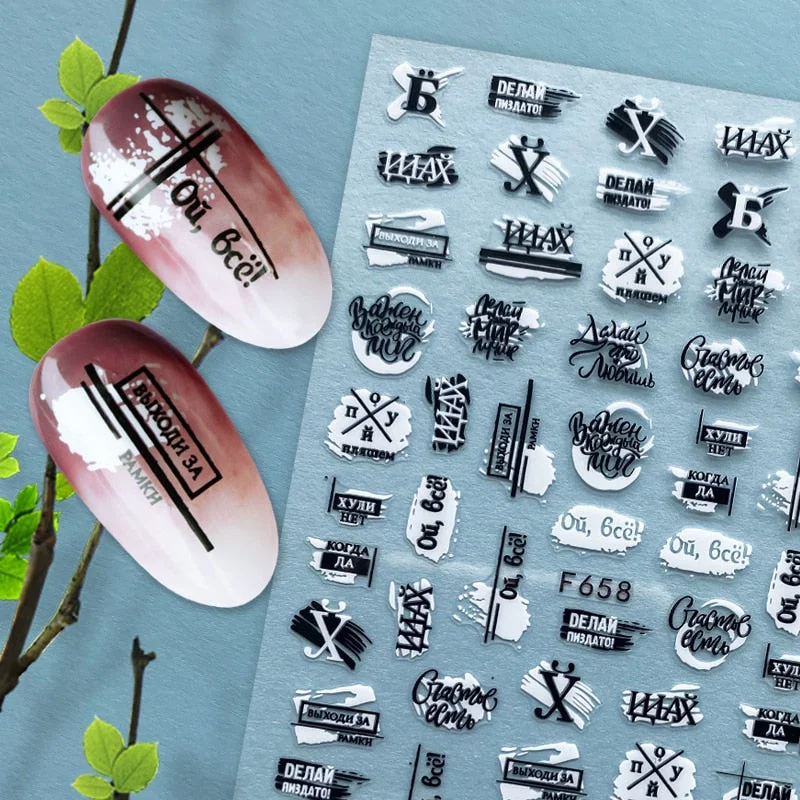 Summer Design 3D Stickers For Nails iridescent Black Gold Flower Leaf Series Decorations Sliders Nail Art Sticker Decals