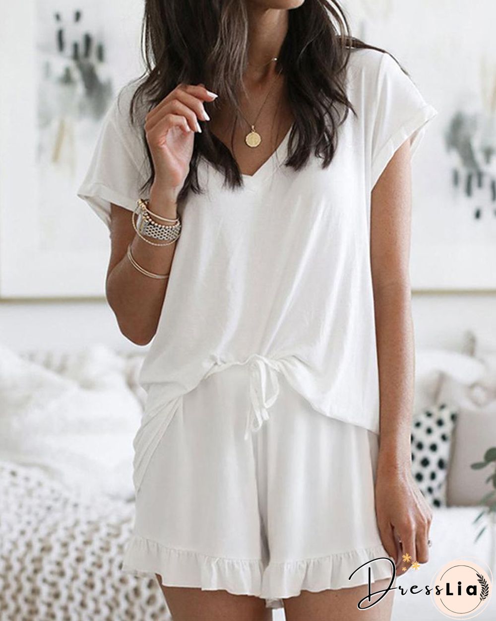 Solid Color Two-Piece Lounge Set P15097