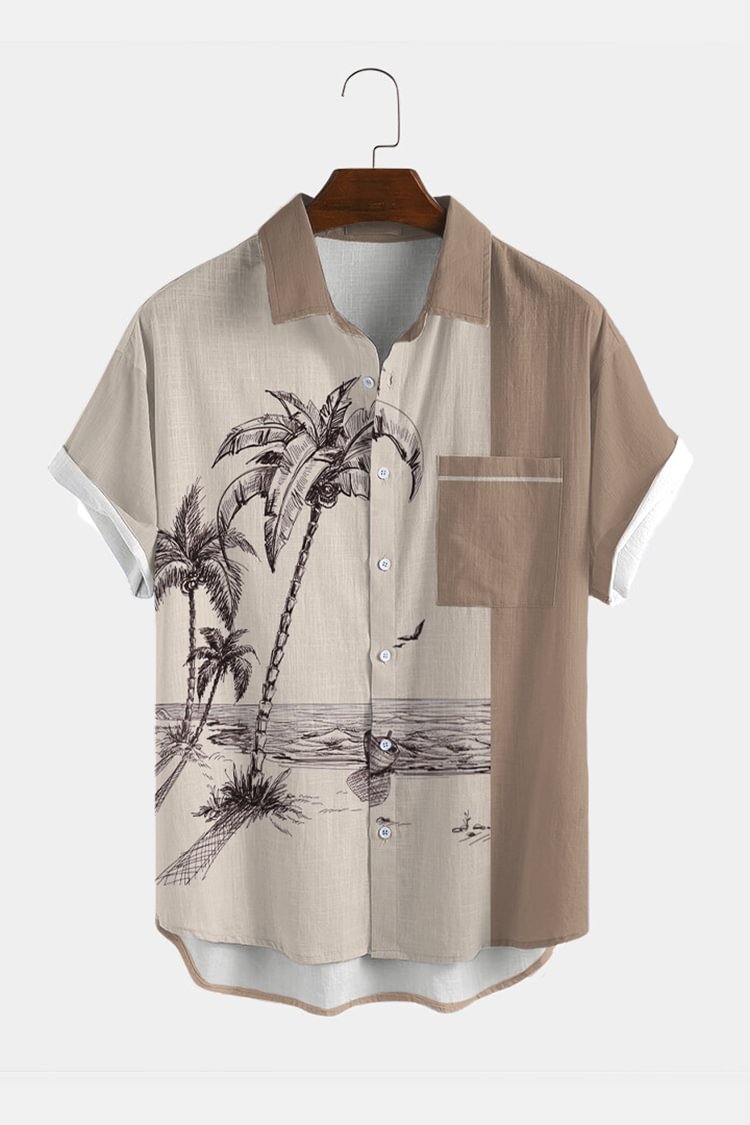 Khaki Floral Short Sleeve Shirt