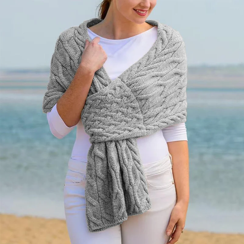 Mongw Mongw Women Knitted Shawl Scarf Autumn And Winter New Women's Scarf Women's Clothing