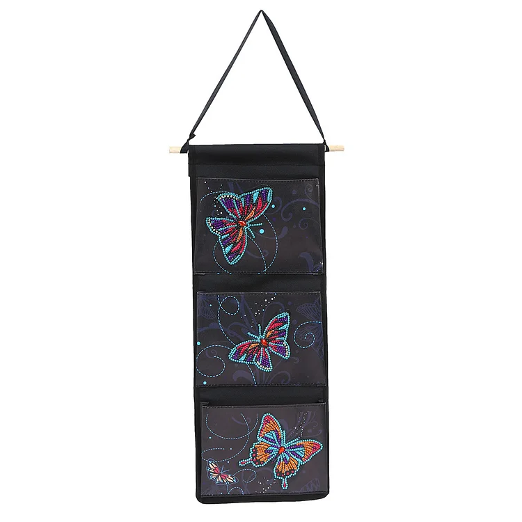 Butterfly Diamond Painting Art Hanging Storage Pouches for Bedroom/Bathroom