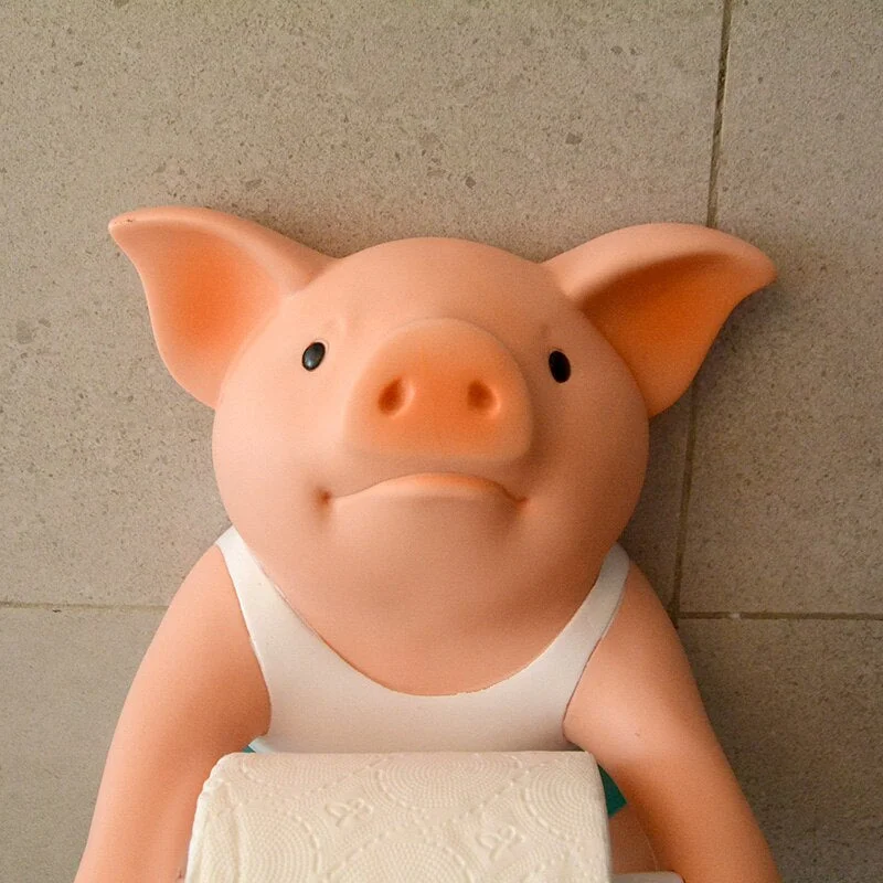 PVC Pig Style Toilet Paper Holder Punch-Free Hand Tissue Box Household Paper Towel Holder Reel Spool Device Bathroom Accessory