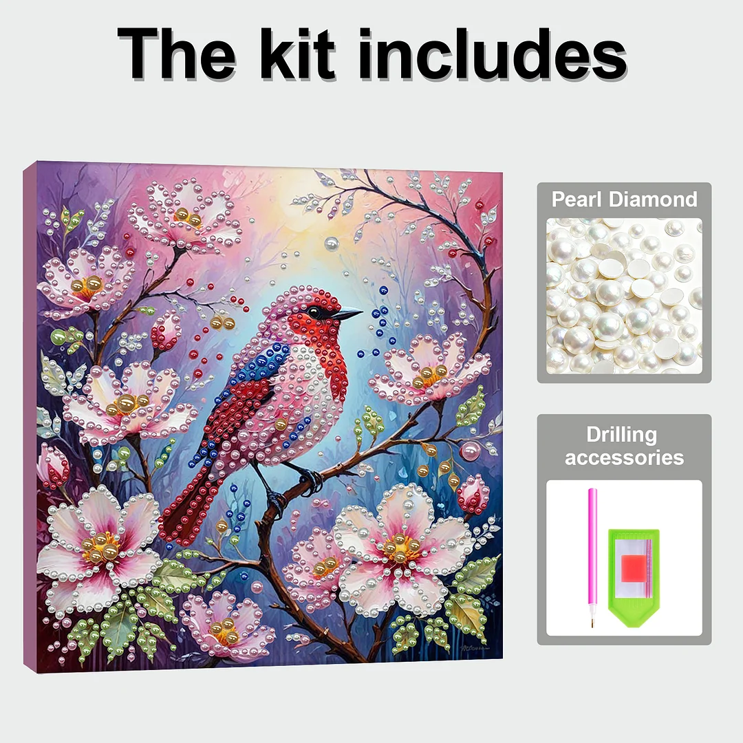 Birds - DIY Pearl Diamond Art Kit With Frame 30*30cm