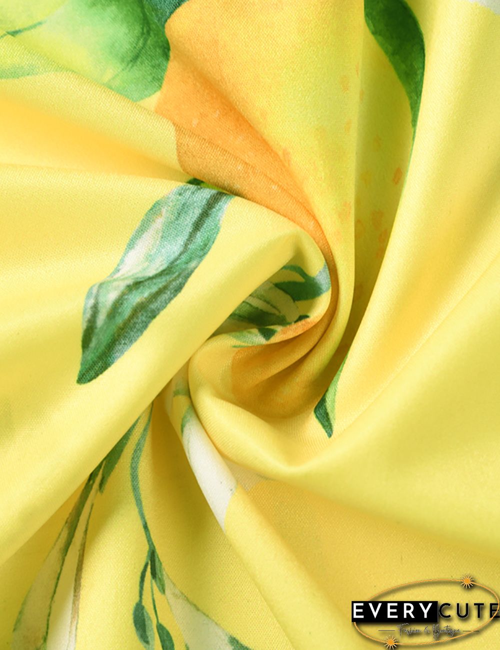 Yellow Floral Print Ruffled Split Maxi Dress