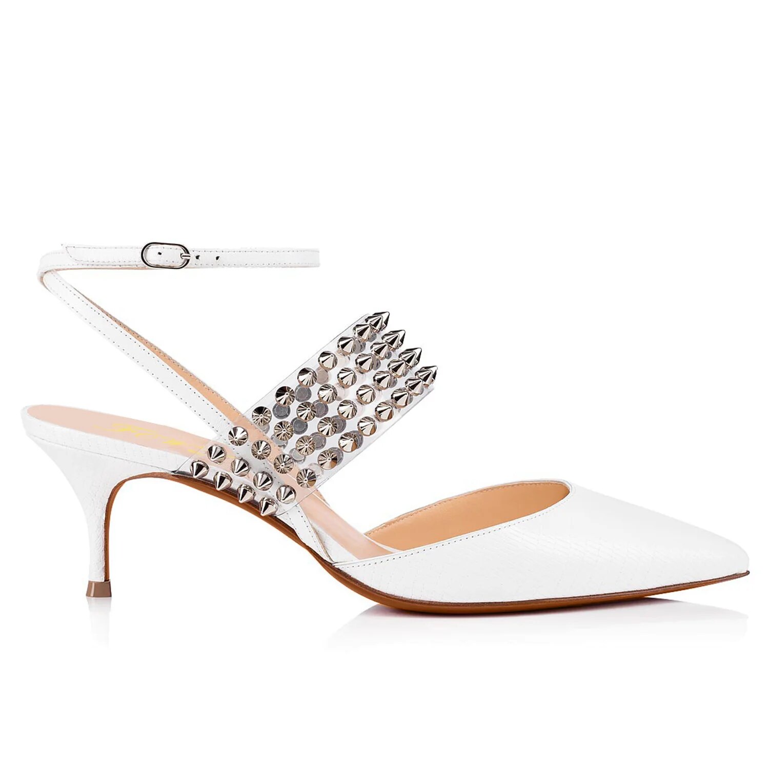 TAAFO Leopard High Thin Heels Women Ankle Strap Crystal Pumps Pointed Toe Ladies Dress Party Buckle Sandals Shoes
