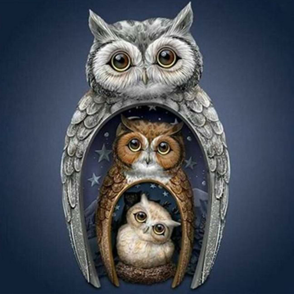 

Owl Family - Square Drill Diamond Painting - 40*40CM, 501 Original