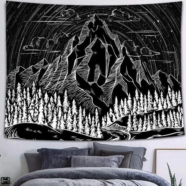 Psychedelic Galaxy Tapestry Nebula Mountains Galaxy Artwork Japanese Wildlife elk Boho Manga Wall Hanging Dorm anime tapestry