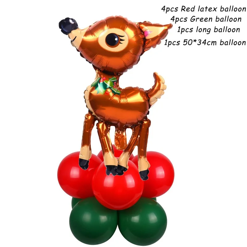 Christmas Gift 5pcs Christmas Balloons Santa Claus Snowman Socks Xmas Tree Balloon Stand Christmas Party Decoration Balloon Navidad 2021 Globos