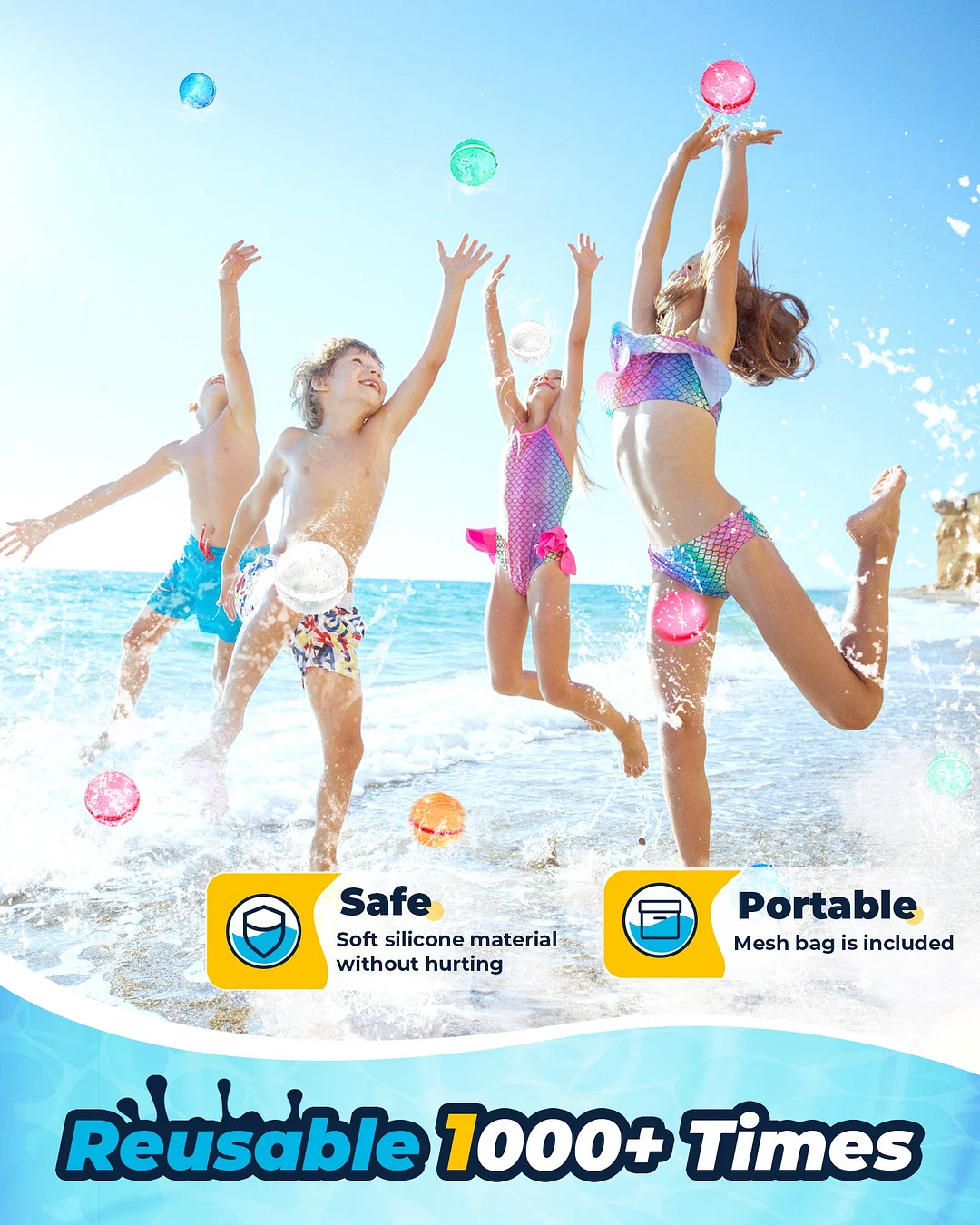 Reusable Water Balloons (Classic Transparent) 18/16/12/8/4 pcs