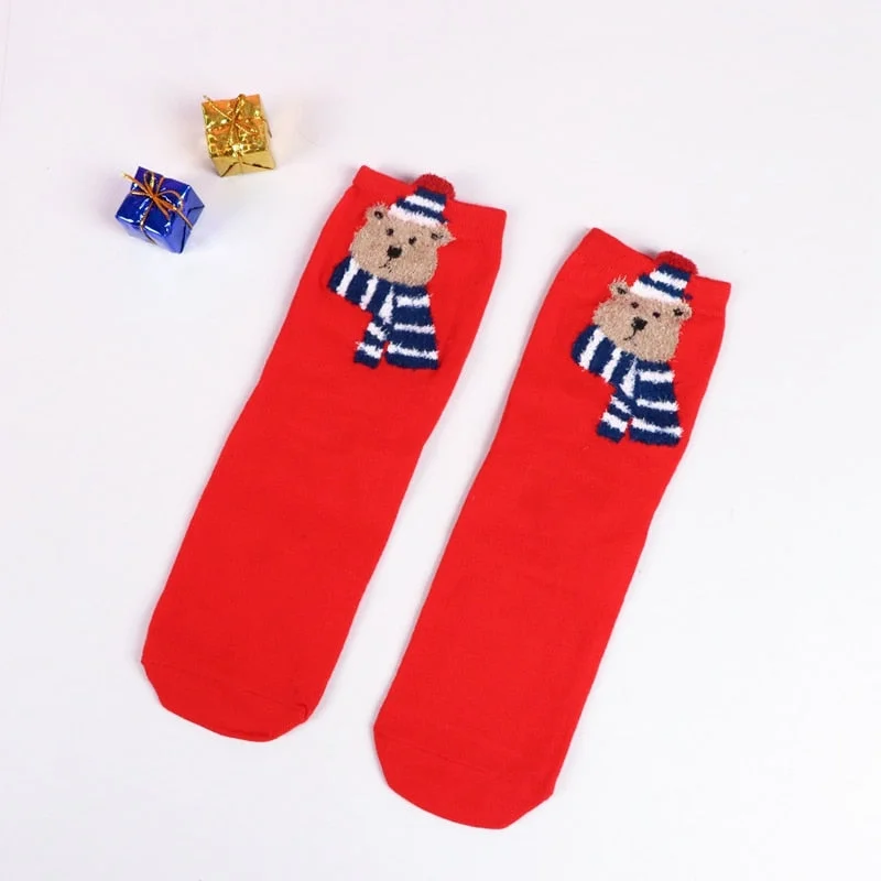 1 Pair Women Socks Casual Winter Christmas Socks David's Deer Cotton Cartoon Keep Warm Cute Lady Girls Sock Christmas Gift 2021