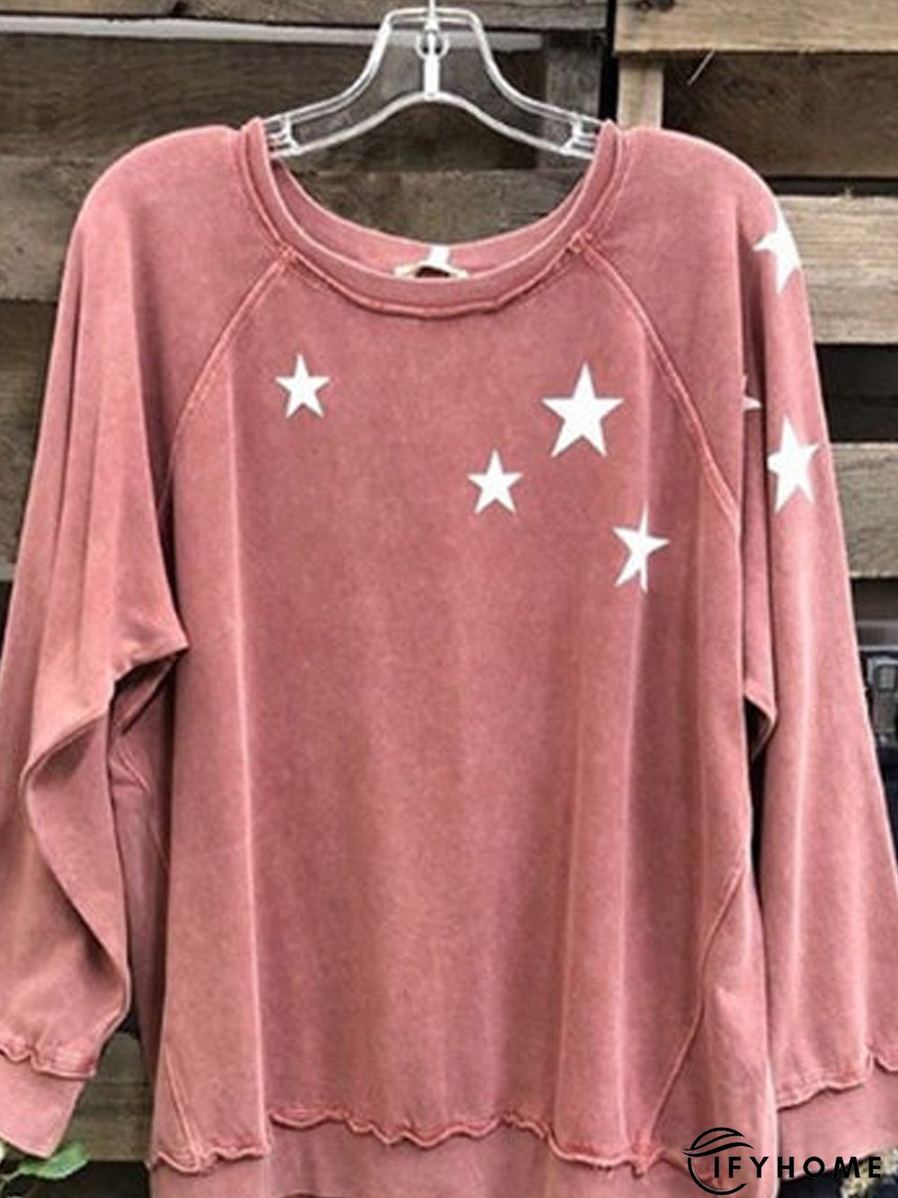 Naked Pink Star Cotton-Blend Printed Long Sleeve Sweatshirt | IFYHOME