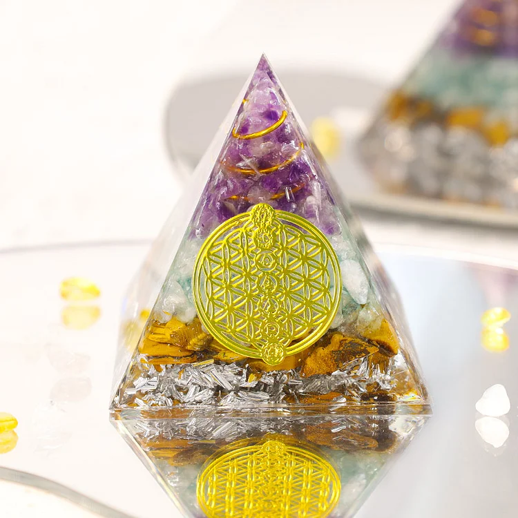 Amethyst Tiger Eye Orgone Pyramid