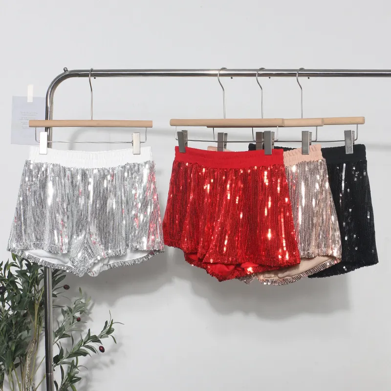 Nigikala Nigikala Shooting Babes Shiny Shiny Splicing Loose Waist Shorts Design Feel Thin Broad Leg Hot Pants 9053