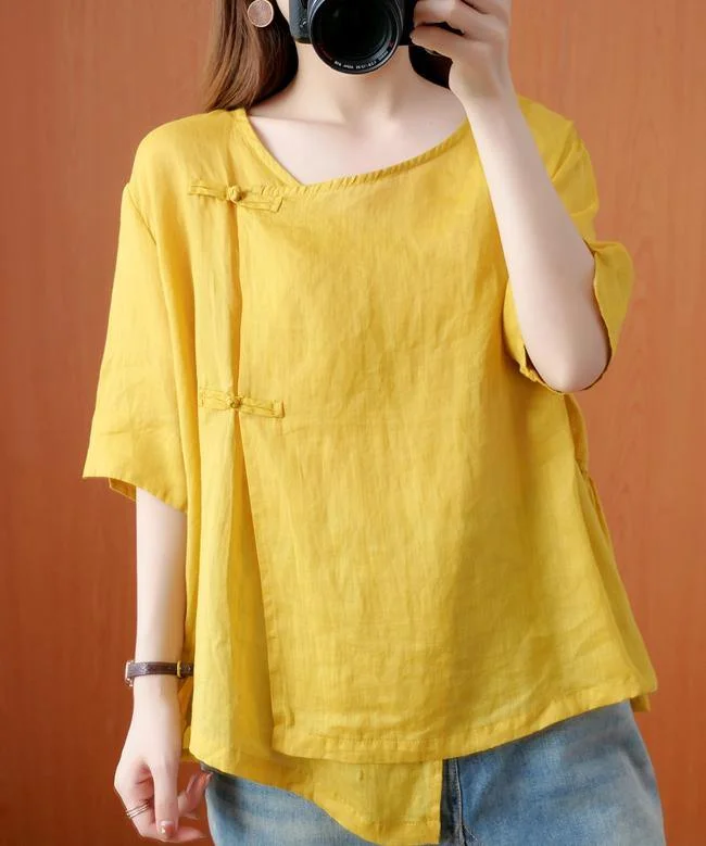Bohemian yellow clothes o neck Cinched Dresses blouse