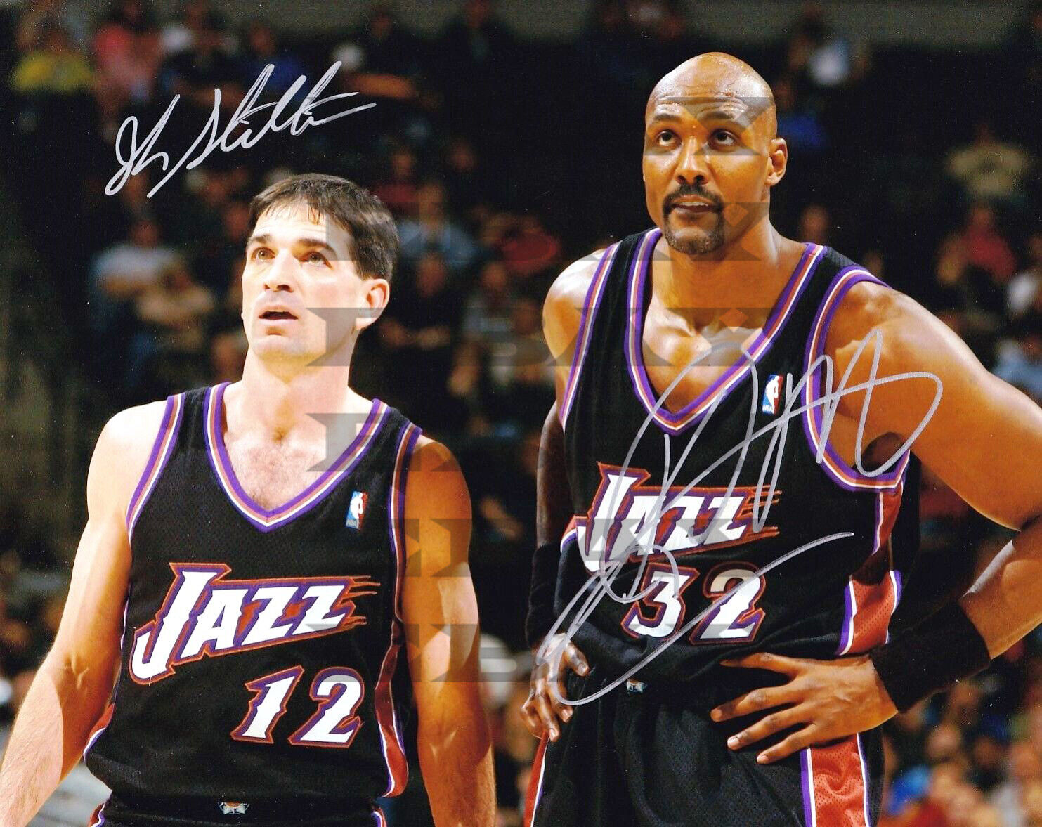 JOHN STOCKTON KARL MALONE UTAH JAZZ 8x10 autographed Photo Poster painting Reprint