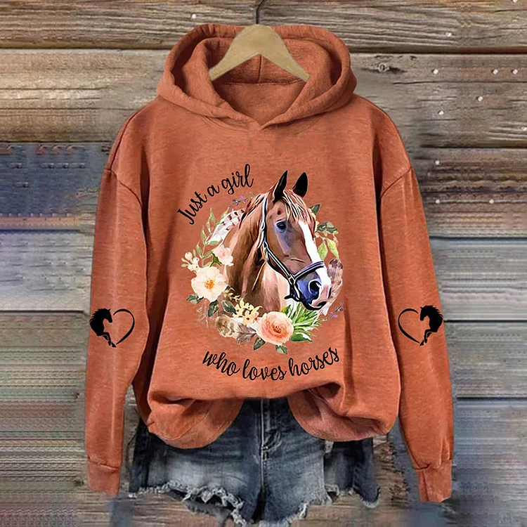 VChics Women's Just A Girl Who Loves Horses Casual Hoodie