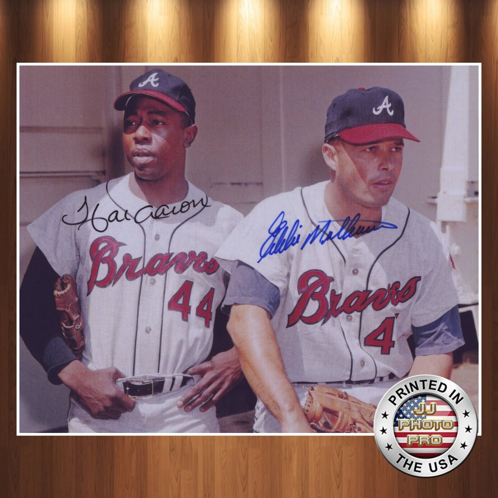 Hank Aaron Eddie Mathews Autographed Signed 8x10 Photo Poster painting (HOF Braves) REPRINT