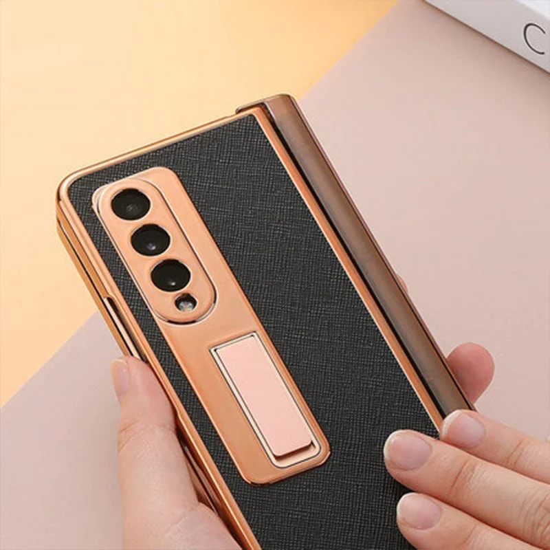 Samsung Z Fold 3/4 Hinge with Stand Tempered Film Shockproof Phone Case