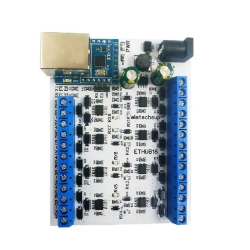 Modbus Rtu Rj45 Adapter ETHUB18 Ethernet Network RJ45 to 8 Port RS485 HUB Converter for Modbus RTU