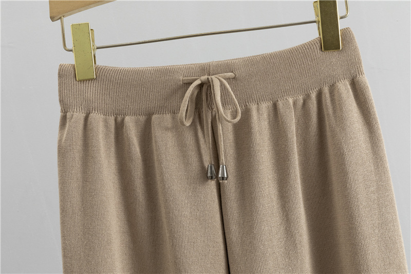 Ootddress Autumn Knit 3 Piece-Set For Women Outfits Lace-Up Vest Outwear Wide Leg Trousers Outfits Casual Solid Pleated Ladies Sets