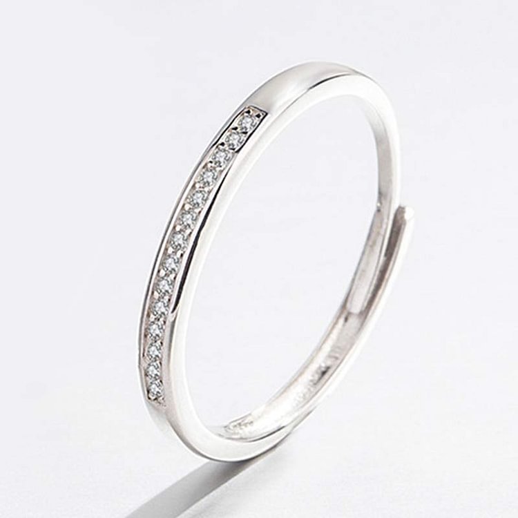 Rhinestone Decor 925 Sterling Silver Couple Ring - Modakawa