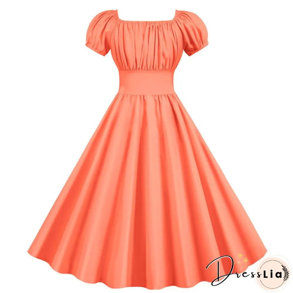 Plus Size Party Dress Rockabilly Vintage Womens Fashion Summer Casual Short Sleeve Ladies