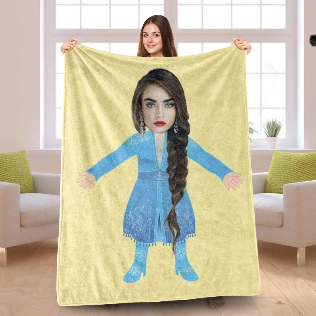 Personalized Custom Gift Blanket, Custom Photo Blankets Personalized Photo Blanket Fleece Aisha Blanket, Painting Style