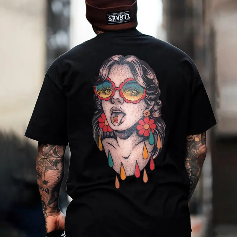 Fashion Girl Printed Men's T-shirt -  