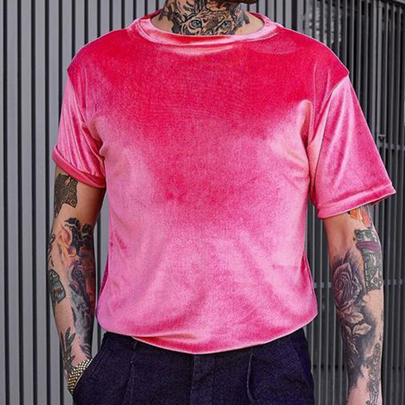 Velvet T-shirt In Pink、、URBENIE