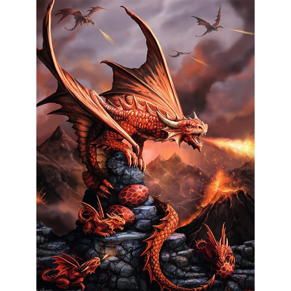 

(Multi-Size) Fire Dragon - Round/Square Drill Diamond Painting 30*40cm/40*50cm, Round diamond 30*40cm, 501 Original