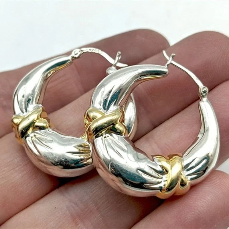 Vintage Gold Color Hoop Earrings Women Wedding Engagement Jewelry Gifts