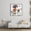 Girls Bicycle-11CT Stamped Cross Stitch 40*40cm/15.75*15.75in
