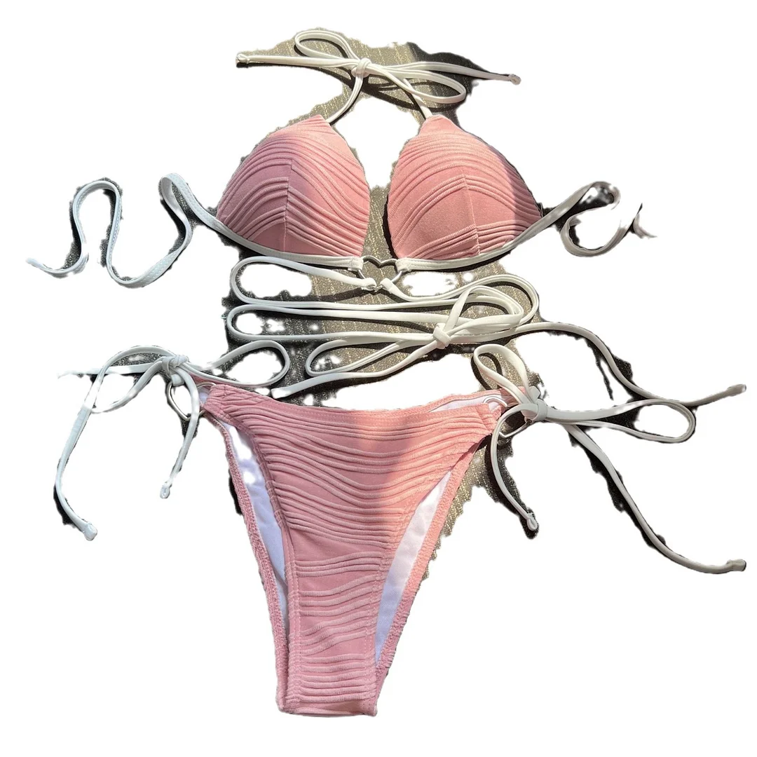 Uveng 2022 Sexy Love Drawstring Tied Hard Cup Bikini